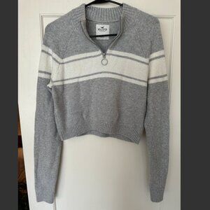 Varsity-style crop sweater, size XS, Hollister